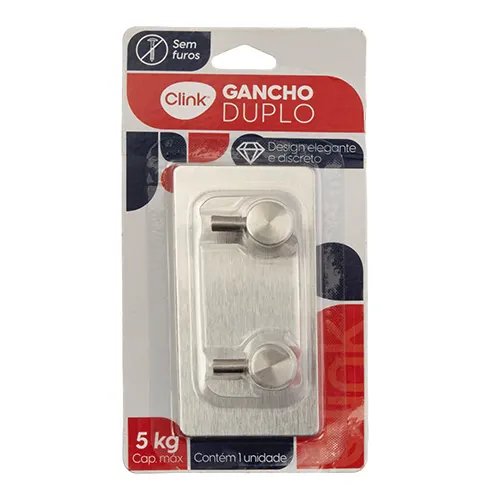 Gancho Adesivo Duplo Metal 9 cm x 4,5 cm x 3 cm (1 un) — imagem 3