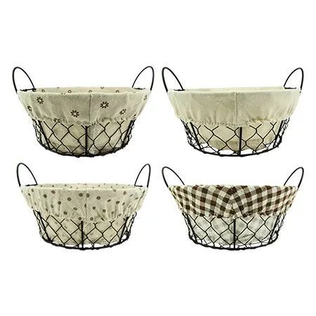 Cesto Pães Redondo Metal Algodão 26 cm x 14,5 cm (1 un) — imagem 2