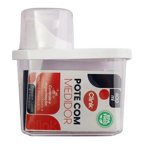 Pote Hermético com Medidor 600 ml Plástico PET e PP 12,5 cm x 8,5 cm x 13,3 cm — imagem 2