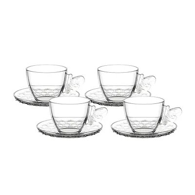Xícara de Café com Pires Vidro Bee 80ml 4 Peças — imagem 4