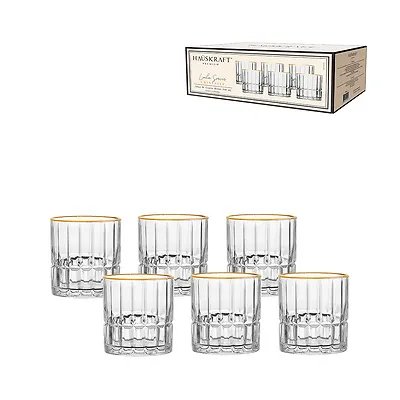 Copo Baixo Vidro Transparente com Borda Dourada 310ml 6 Peças — imagem 2