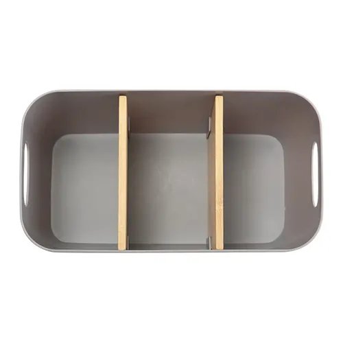 Cesto Organizador Multiuso Plástico PP e Bambu 20 cm x 10,8 cm x 9 cm — imagem 2