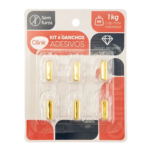 KIT 6 Gancho Adesivo Plástico Ps 2 cm x 3 cm x 1,8 cm — imagem 2