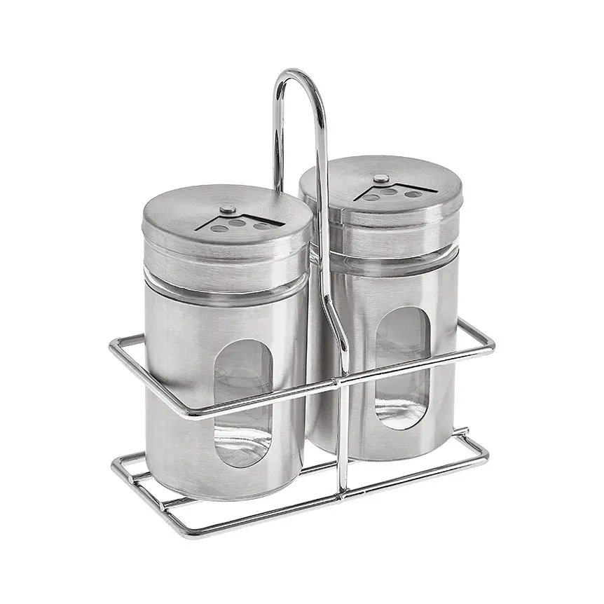 Saleiro/Pimenteiro com Suporte Inox 3 Peças — imagem 3