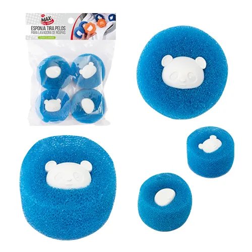 KIT 4 Pçs Esponja Tira Pelos Lavadora Roupas Plástico PP e Pu 5,5 cm x 5,5 cm x 3 cm — imagem 2