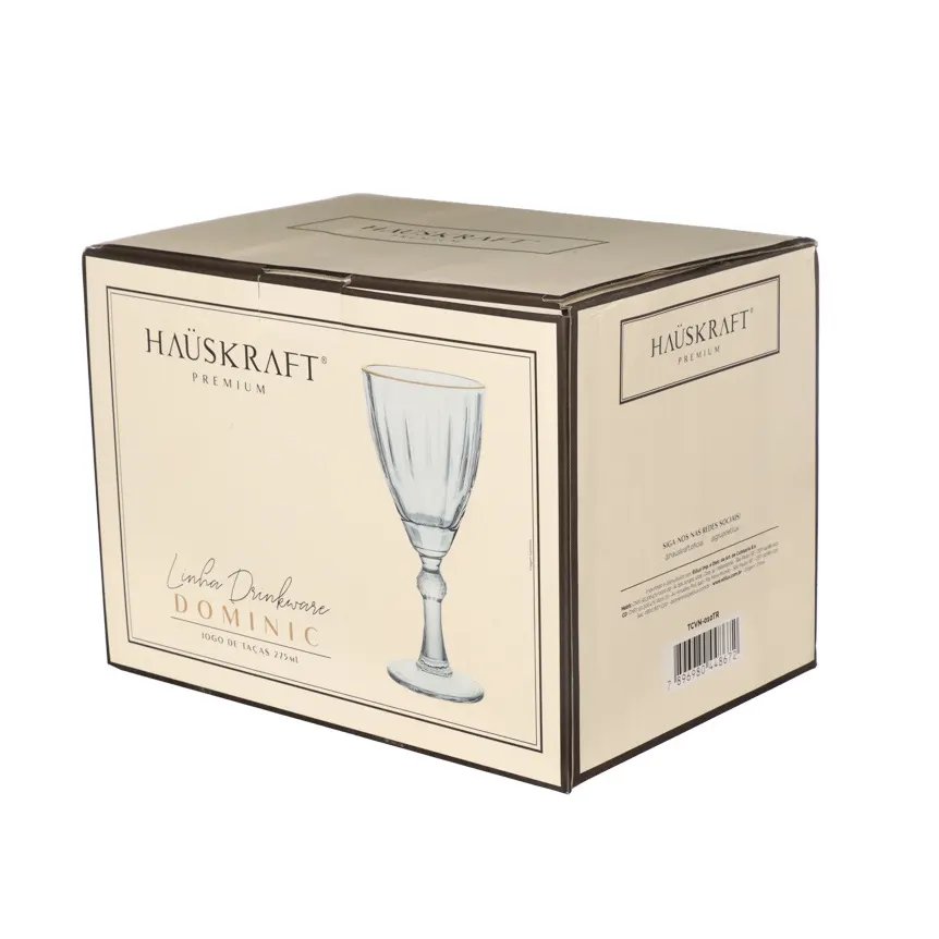 Taça Água/Vinho Domi Transparente com Borda Dourada 275ml 6 Peças — imagem 3