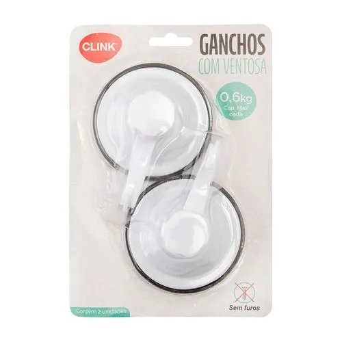 Gancho Ventosa KIT 2 Pçs Plástico PP 8 cm x 10,5 cm x 4 cm — imagem 2