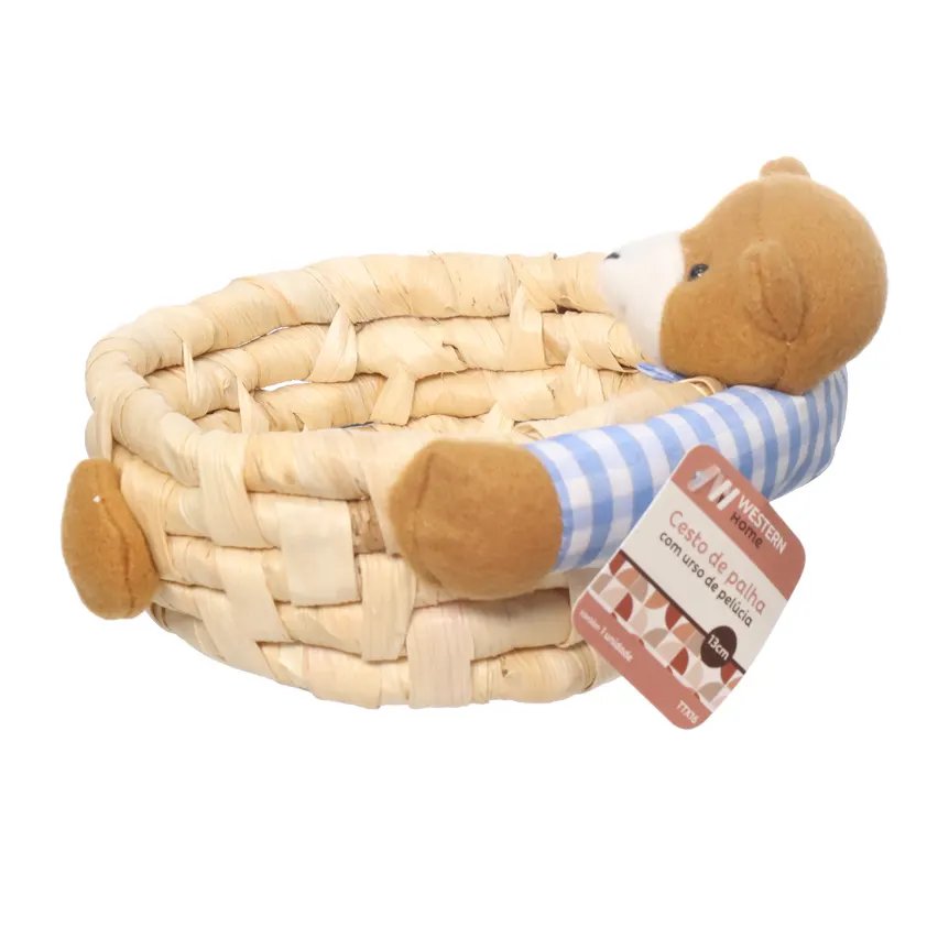 Cesta Palha Urso Pelúcia 13cm — imagem 3