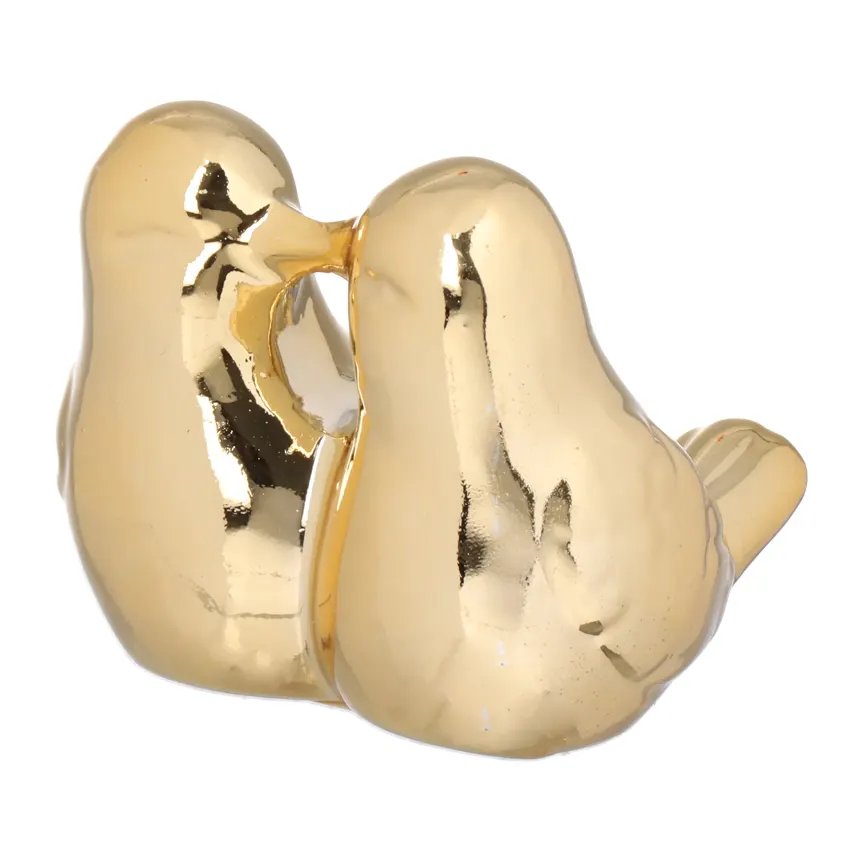 Figura Pássaro Casal Dourada 75mm — imagem 2
