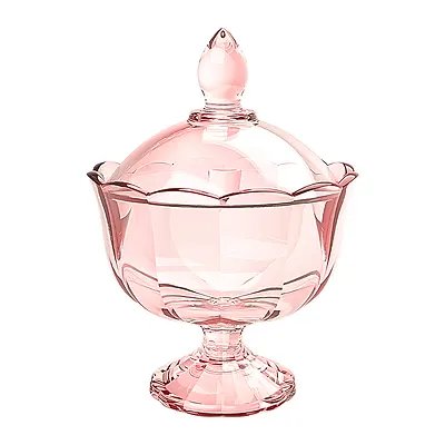 Potiche Decorativo Peac Vidro Rosa 17cm — imagem 2