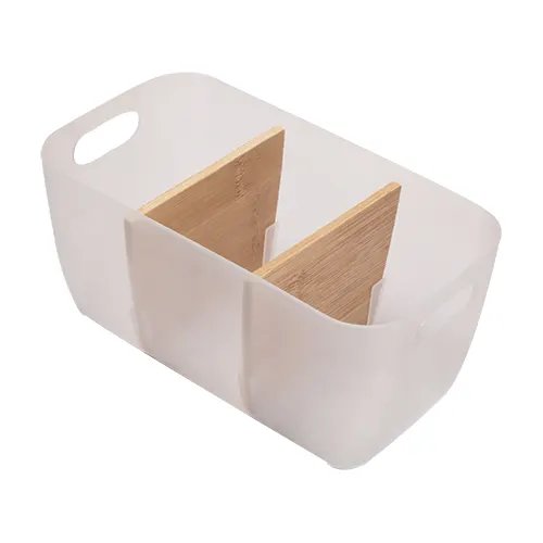 Cesto Organizador Multiuso Plástico PP e Bambu 20 cm x 10,8 cm x 9 cm — imagem 2