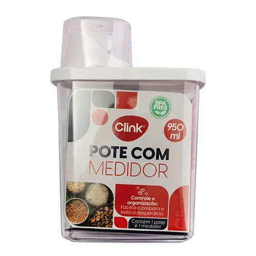 Pote Hermético com Medidor 950 ml Plástico PET e PP 12,5 cm x 8,5 cm x 18,5 cm — imagem 2