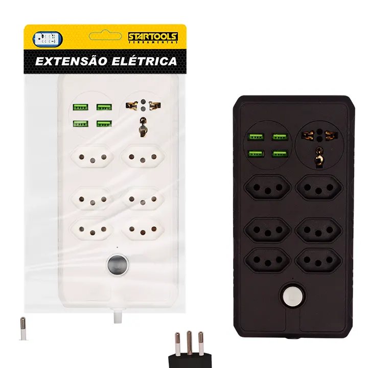 Extensão Elétrica 2M 7 Tomadas 1 Universal 4Usb — imagem 3