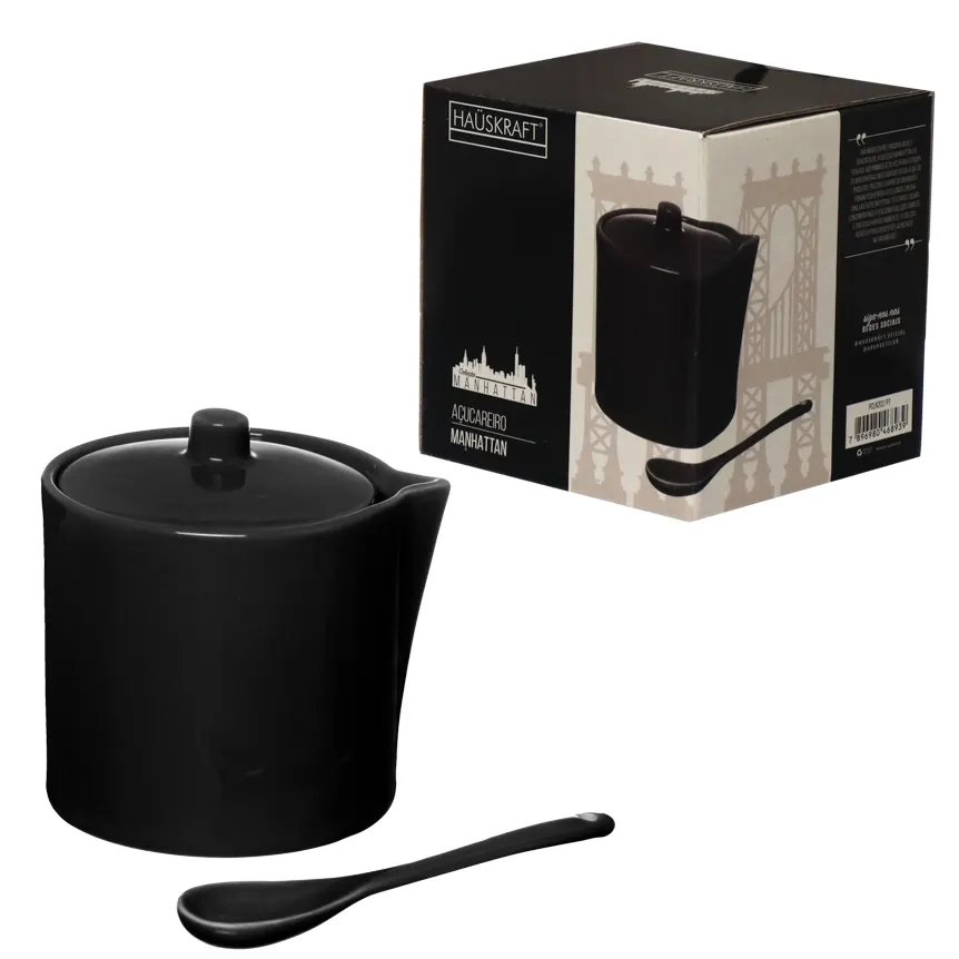 Açucareiro com Colher Manhã Preto 300ml — imagem 3