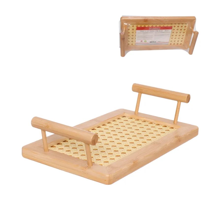 Bandeja Retangular Bambu Alça 25cm — imagem 3