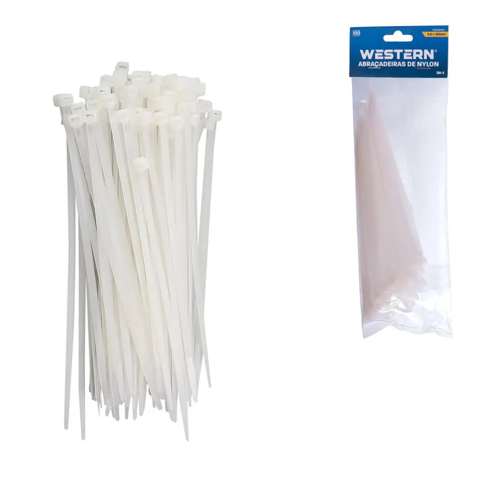 Jogo com 100 Abraçadeiras Branco 3,6x180mm — imagem 2