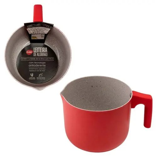 Leiteira 14 cm 1,6 L Vermelha Alúminio e Baquelite 14 cm x 12 cm x 19,5 cm — imagem 2