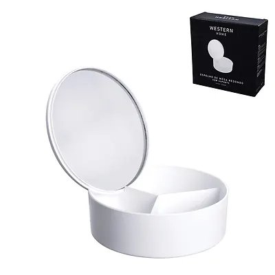 Espelho de Mesa Redondo com Suporte 13,5cm Branco — imagem 3