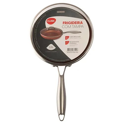 Frigideira com Tampa Cobre 1,2 L Alúminio, Aço INOX e Vidro 22 cm x 10,5 cm x 41 cm — imagem 2