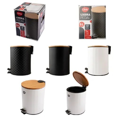 Lixeira Pedal 5 L Ferro, Bambu e Plástico PP 25 cm x 20,5 cm x 25,5 cm — imagem 3