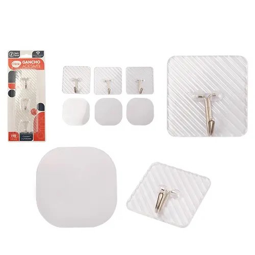 KIT 3 Ganchos 2 Kg Plástico Ps e Ferro 5,5 cm x 5,5 cm x 3 cm