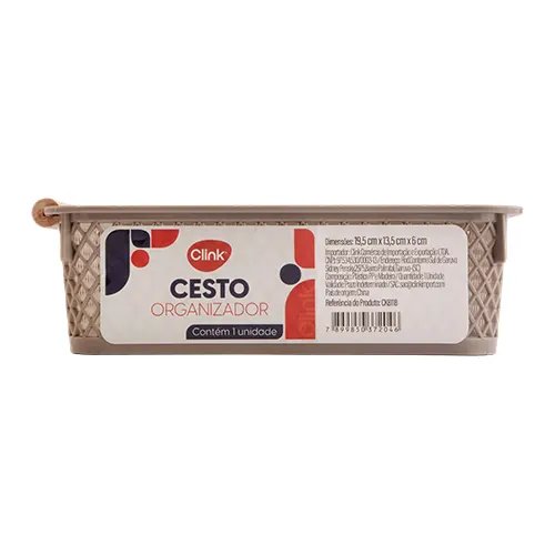 Cesto Organizador P Plástico PP e Madeira 19,5 cm x 13,5 cm x 6 cm — imagem 2