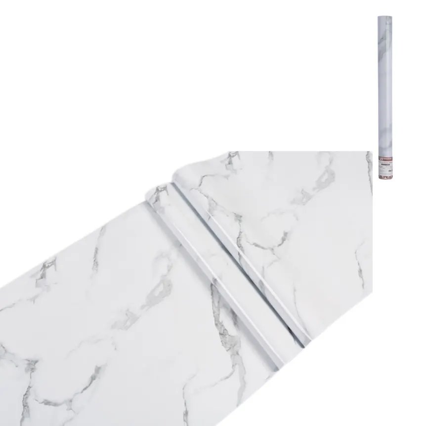 Papel de Parede Marmorizado Branco 5m x 45cm — imagem 3