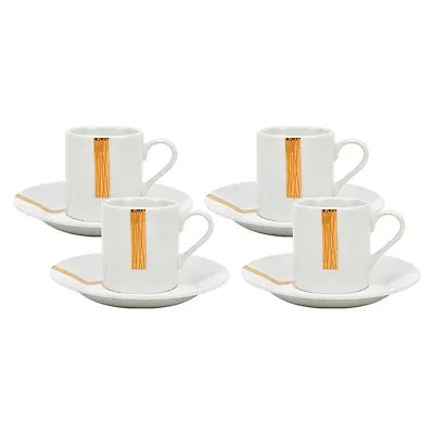 Xícara de Café com Pires Lumi Branca com Borda Dourada 90ml 4 Peças — imagem 4