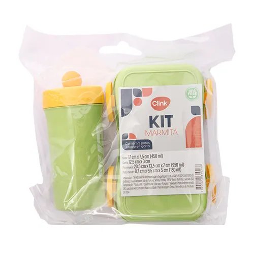 KIT Marmita, Garrafa, Garfo e Pote Plástico PP 20,5 cm x 13,5 cm x 7 cm — imagem 2