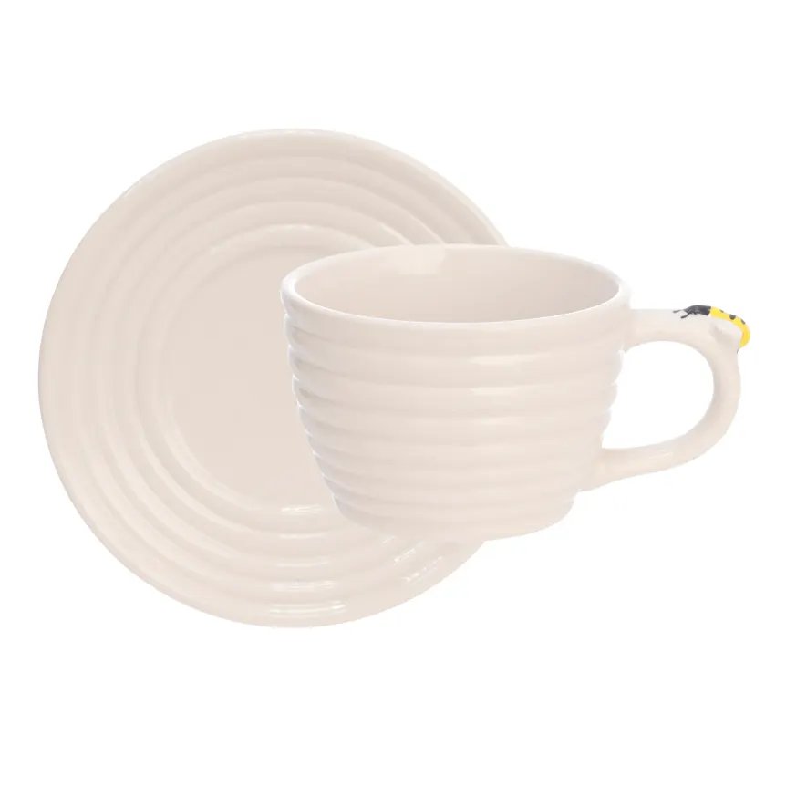 Xícara de Chá com Pires Porcelana Bee 230ml 2 Peças — imagem 2