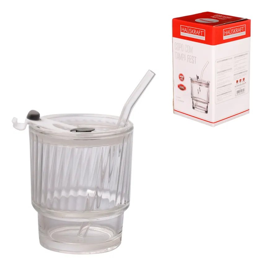 Copo para Drink Vidro com Canudo Fest 400ml — imagem 2