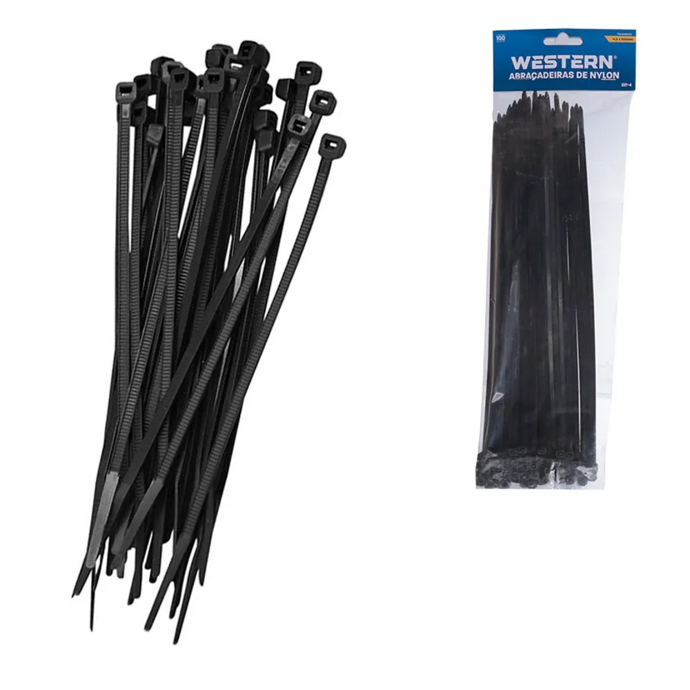 Jogo com 100 Abraçadeiras Preto 4,5x300mm — imagem 2