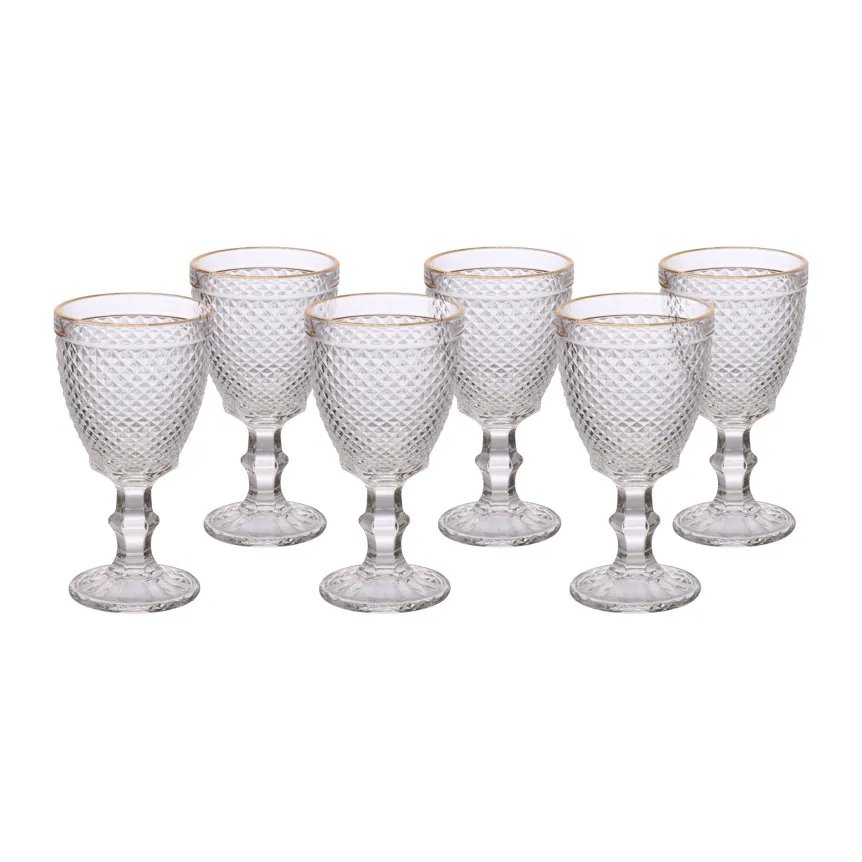 Taça Água/Vinho BJ Transparente com Borda Dourada 320ml 6 Peças — imagem 4
