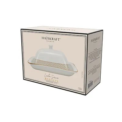 Manteigueira Regal Branca com Borda Dourada 19cm — imagem 2