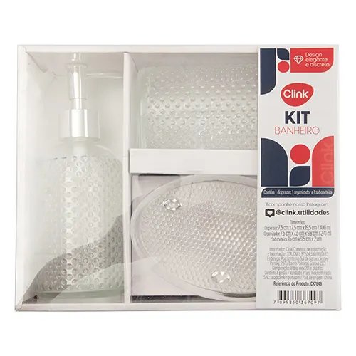 KIT Banheiro 3 PçsVidro 25,5 cm x 8 cm x 21 cm — imagem 2