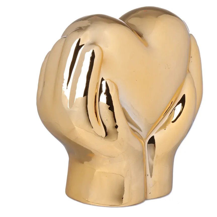 Figura Coração Mão Dourada 100mm — imagem 2