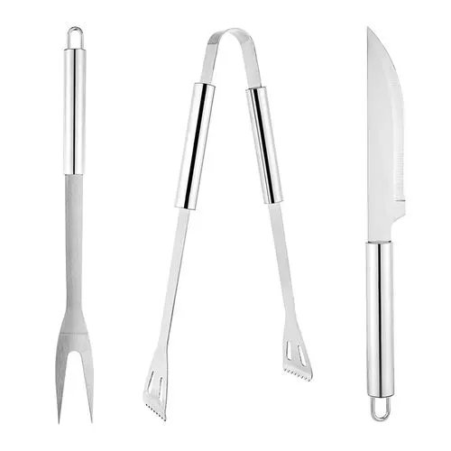 Conjunto Churrasco INOX Faca Garfo Trinchante Pegador — imagem 2