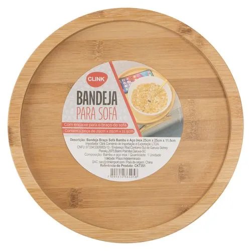 Bandeja BrAço Sofa Bambu e Aço INOX 25 cm x 25 cm x 11,5 cm — imagem 3