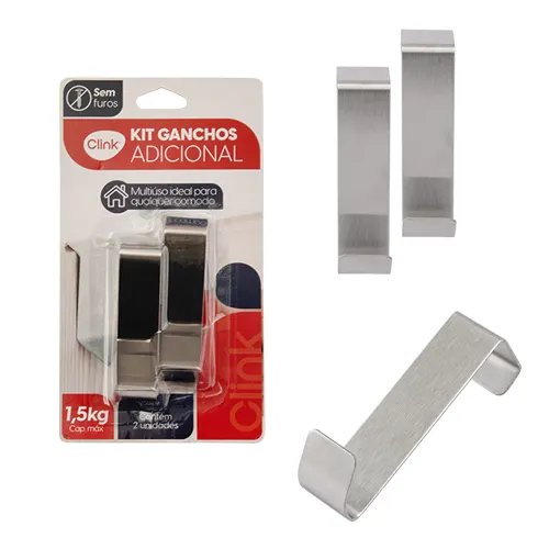 KIT 2 Ganchos INOX 7,6 cm x 4,7 cm x 2 cm — imagem 2