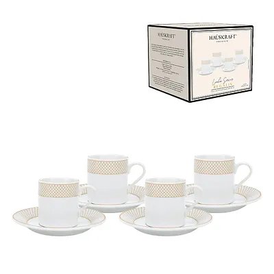Xícara de Café com Pires Rega Branca com Borda Dourada 90ml 4 Peças — imagem 3