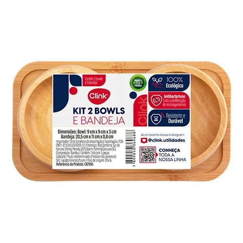 KIT 2 Bowls e 1 Bandeja Bambu 20,5 cm x 11 cm x 5 cm — imagem 3