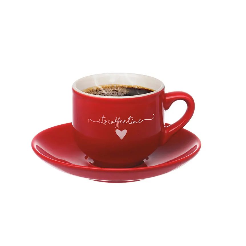 Xícara de Café com Pires Lamour Vermelha 90ml 6 Peças — imagem 3