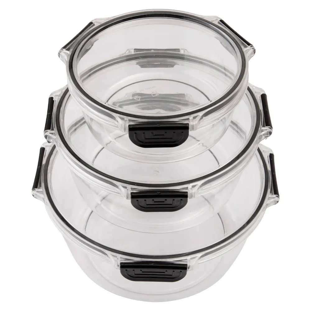 Pote Hermético KIT 3 Pçs 2 L / 1,15 L / 550 ml Plástico PET 22 cm x 22 cm x 9,2 cm — imagem 2