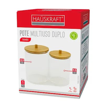 Pote Multiuso Duplo Tampa Bambu — imagem 2