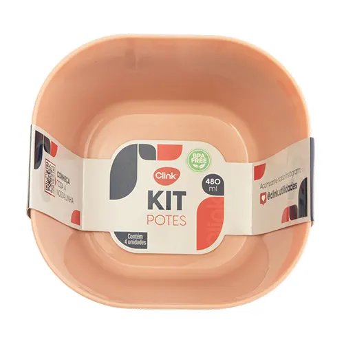 KIT 4 Potes 480 ml Plástico PP 11,2 cm x 11,2 cm x 6,5 cm — imagem 3