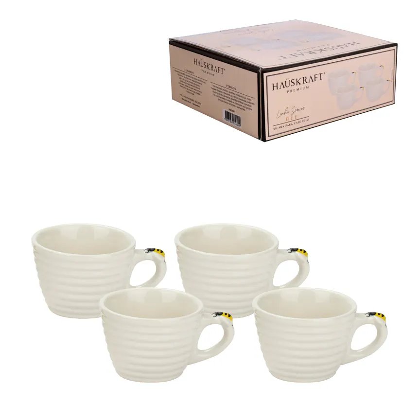 Xícara de Café Porcelana Bee 90ml 4 Peças — imagem 4