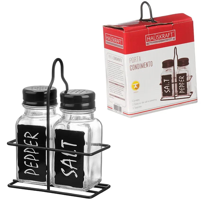 Porta-Condimentos 2 Peças com Suporte Preto — imagem 2