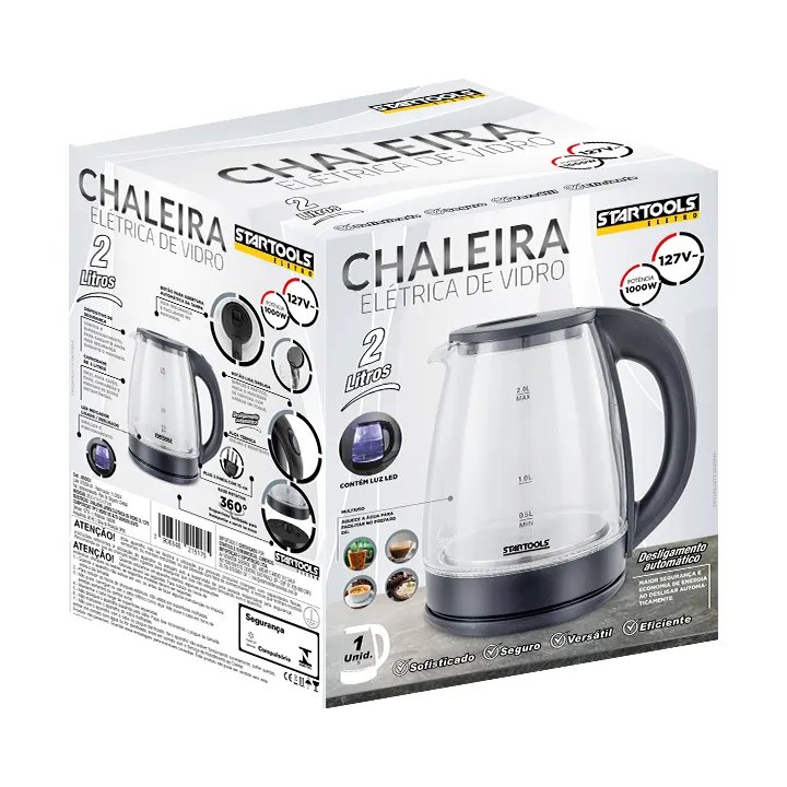 Chaleira Jarra Eletrica Vidro 2L 127V — imagem 2