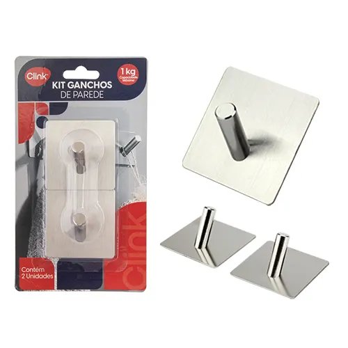 KIT Gancho Parede Aço 5,5 cm x 5,5 cm 2 Pç — imagem 3