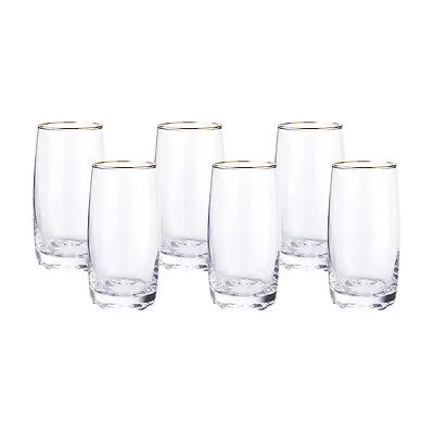 Copo Long Drink Albany Transparente com Borda Dourada 400ml 6 Peças — imagem 2